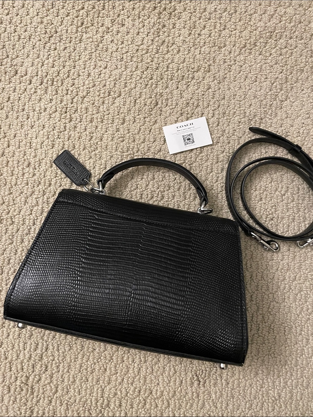 Coach Andrea Top handle Bag in Lizard Silver hardware - Picture 2 of 12